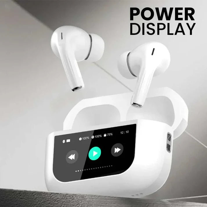 TouchView 2.8in Screen Bluetooth Earbuds With Power Bank Case - Black | Inspired Finds